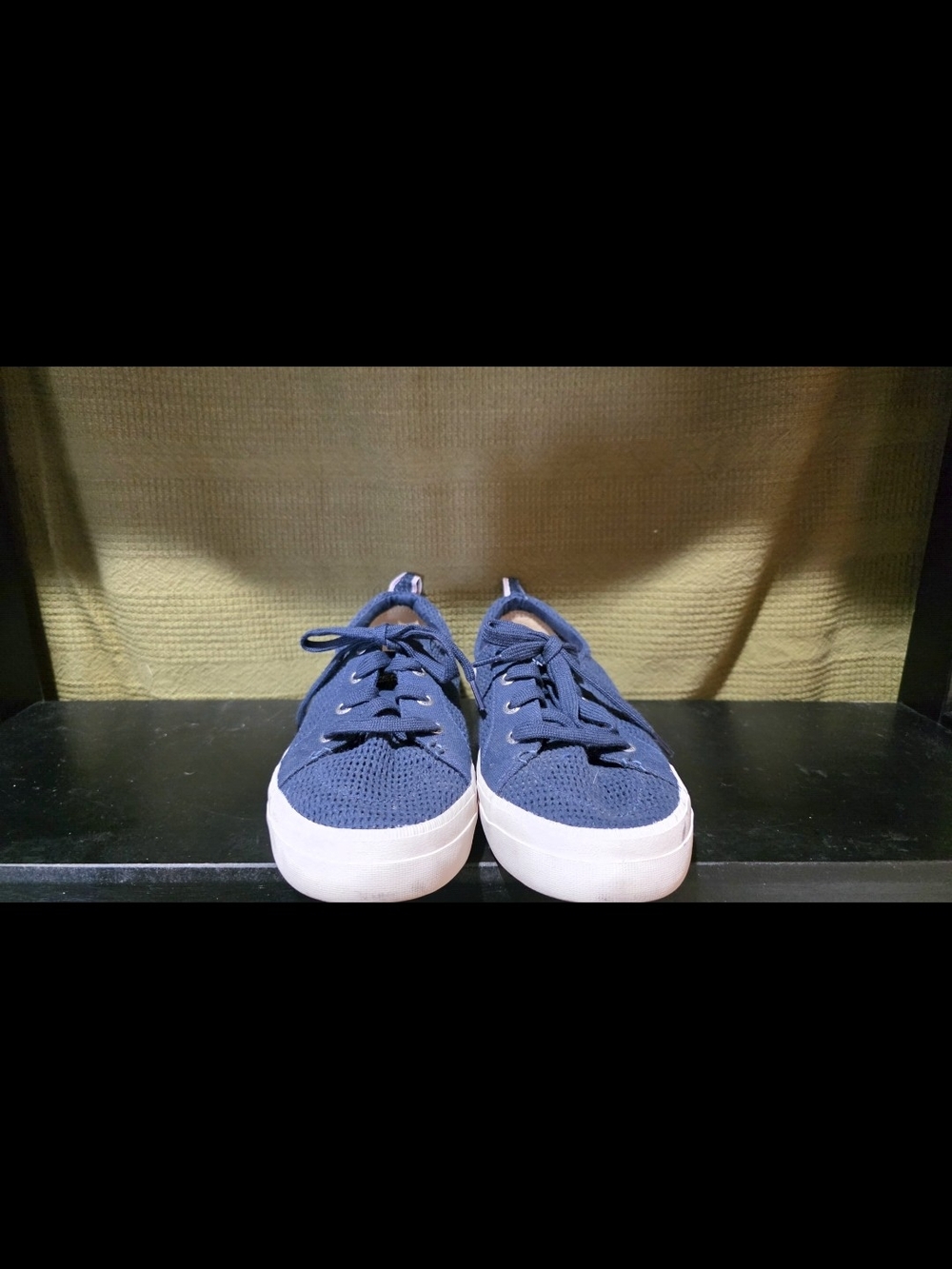 Sperry Navy Blue Knit Sneakers with White Soles